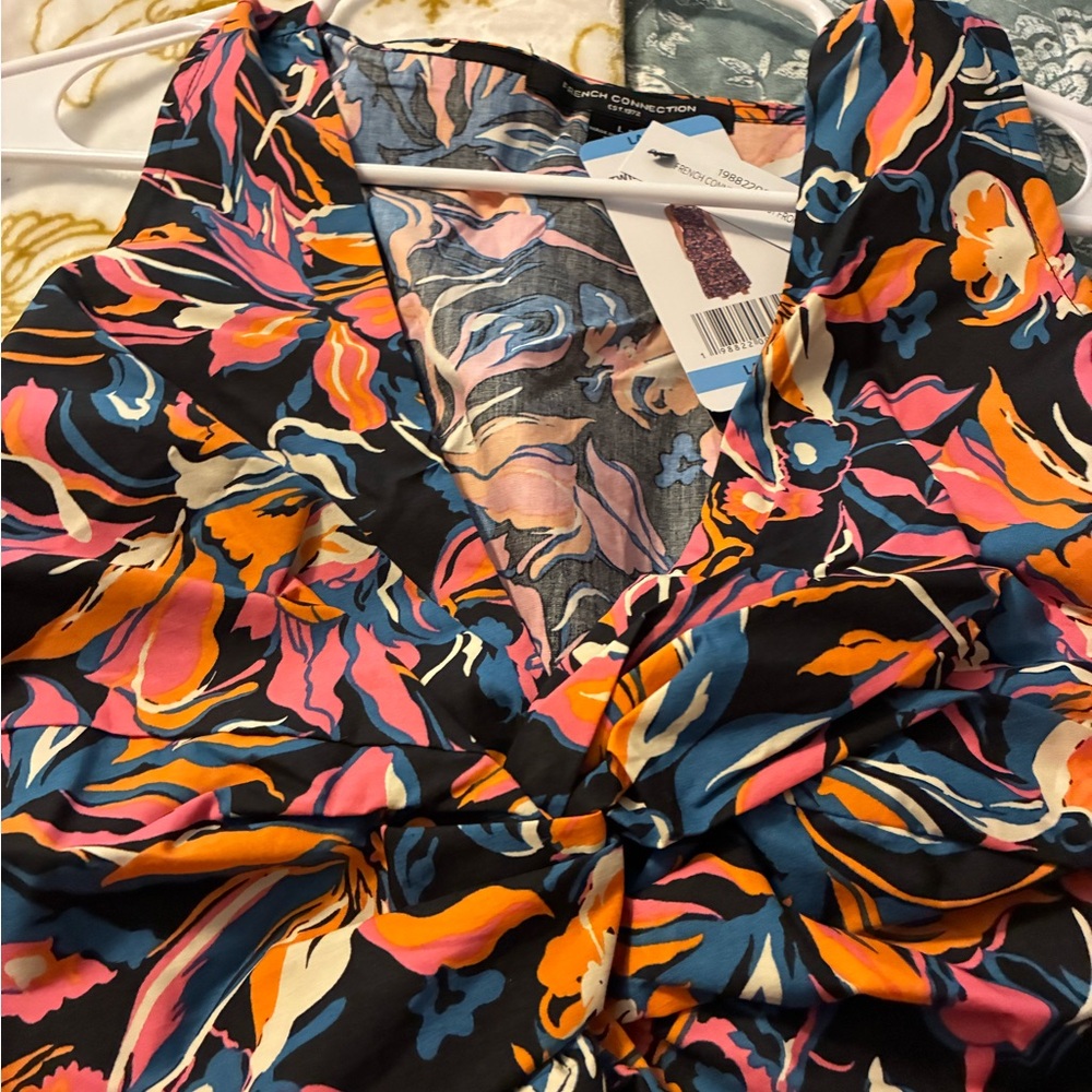 New French Connection Multi Twist Front VNeck Side Zipper & Pockets 100% Cotton - Picture 3 of 11